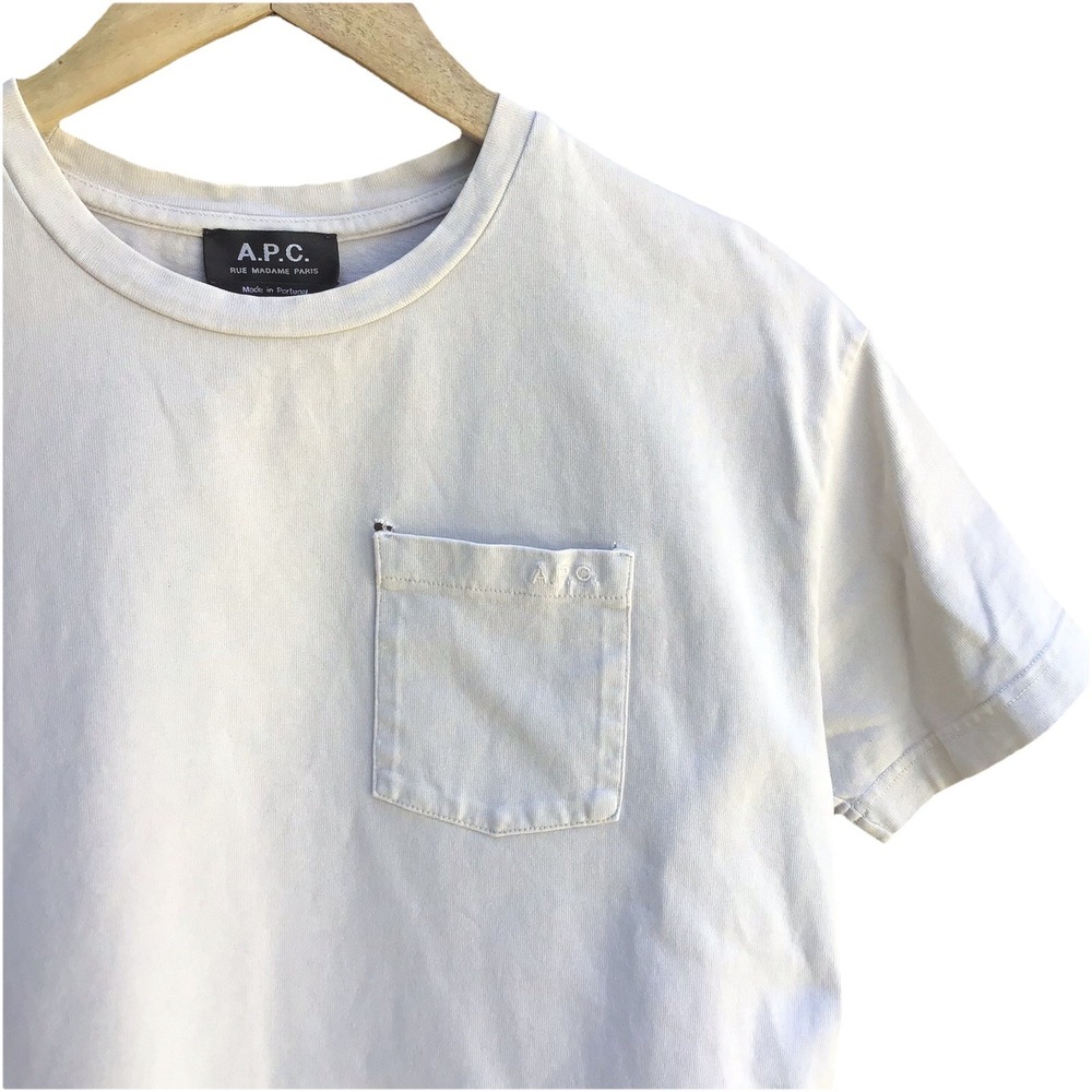 A.P.C. Rue Madame Paris Beige Pocket T-Shirt Women's XS Made in Portugal